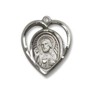  Silver Scapular Medal Pendant Sacred Heart of Jesus Christ God 