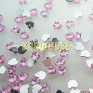 1000x Pink Heart Rhinestones Crystals Acrylic Nail Art  
