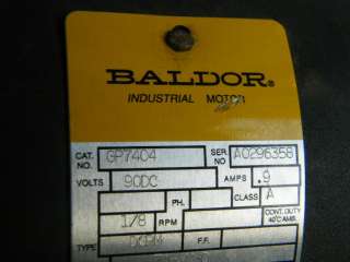Baldor GP7404 Electric Motor 90VDC 1/8 HP Out RPM 30  