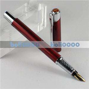 FOUNTAIN PEN BAOER 525 RED Silvery Stripes B043  