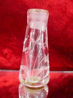 Antique 1925 RENAUD PARIS Orchid PERFUME BOTTLE Etched Crystal GLASS 