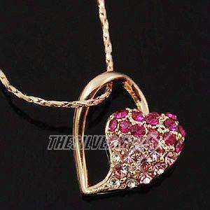 18K Rose GP Heart Necklace use Swarovski Crystal 11050  