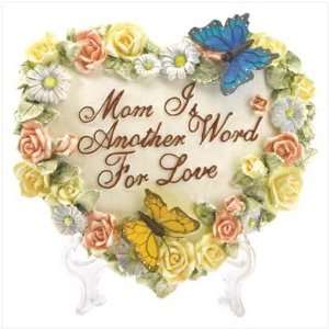  MOM IS ANOTHER WORD FOR LOVE FLOWERY HEART WALL PLAQUE 