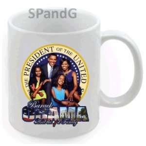 Barack Obama & the 1st Family Photo Collector Mug   11oz. Shiny White 