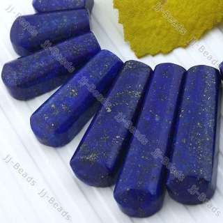 Lapis Lazuli Gemstone Stick Loose Bead Pendant Necklace  