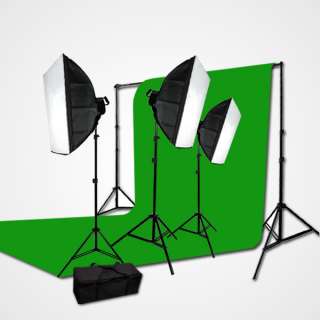 Softbox Photo Video Lighting Kit 10x12 Chromakey Green Background 