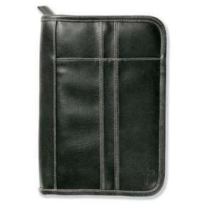  Bible Cover   Distressed Leather Look Medium Black 