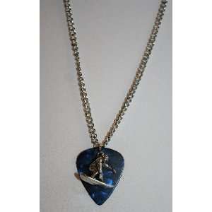  Snowboarder on Blue Guitar Pick Jewelry