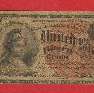   15 CENT FRACTIONAL in FINE, only 15 Cent ever! Old Paper Money  