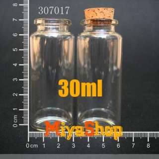 500p Clear Glass Bottle Vial Cork 30ml Wishing Oil High Borosilicate 