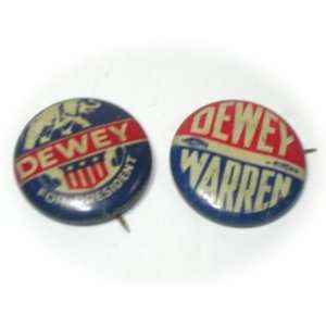   1948 Dewey Warren Republican Presidential Campaign Pinback Buttons