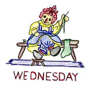 1287 Hand Embroidery Raggedy Ann for Days of the Week  