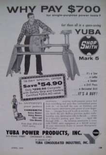 1959 SHOPSMITH YUBA MARK 5 LATHE AD  