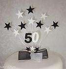 BLACK & WHITE STAR BIRTHDAY CAKE TOPPER  ANY AGE 13th 16th 18th 21st 