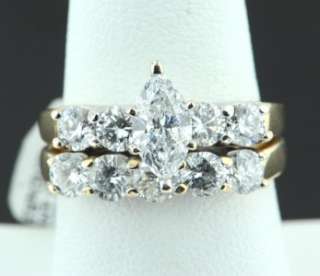   DIAMOND ENGAGEMENT WEDDING RINGS 14K YELLOW GOLD BLING!  