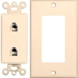 MorrisProducts 80173 2 Pieces Decorator Duplex Phone Jack in Lt Almond