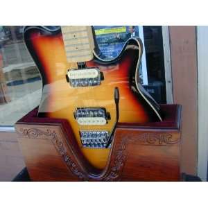   Wood Electric Guitar Stand w/ Hand Engrave Art: Musical Instruments