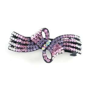  : Purple Bow Czech Crystal Rhinestone Princess Hair Barrette: Beauty