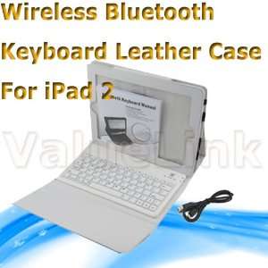   Bluetooth 2.0 silicone Keyboard + Leather Case for Apple Ipad 2 White
