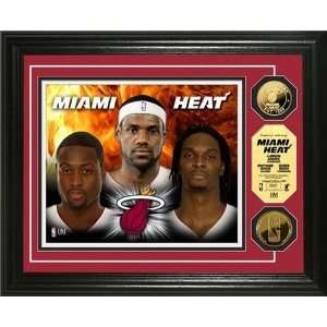  Lebron James, Dwyane Wade & Chris Bosh Framed Miami Heat 