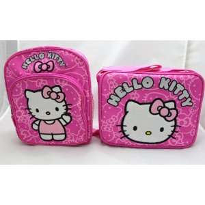  Hello Kitty PINK GLITTER FACE 10 Mini Backpack + Lunch 
