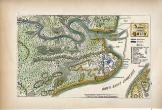 Battle Quebec Canada Am. Revolution 1775 Map Pub.1876  