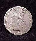 1858 Liberty Seated Silver Half Dollar VERY GOOD Grade Coin