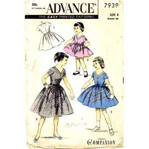  Advance 7939 Sewing Pattern Girls Flared Dress Size 8 