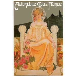  GIRL FLOWERS AUTOMOBILE CAR CLUB FRANCE FRENCH VINTAGE 