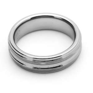   Ring For Him For Her 7MM Comfort Fit Brushed Center & Groove Size 11.5