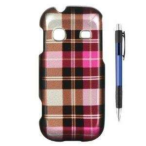 Pink Square Checker Design Protector Hard Cover Case for Samsung T379 