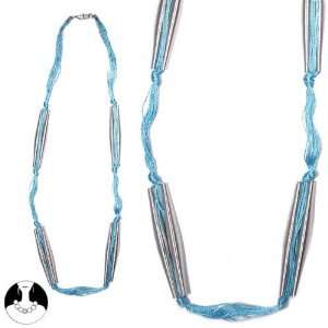  80 cm Silver Turquoise Bleu Turquoise Necklace Long Necklace Metal 