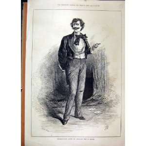  1887 Mr Beerbohm Tree Macarl Theatre Print Man Smoking 