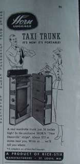 1948 Antique Horn Wardrobe Clothing Taxi Trunk Ad  