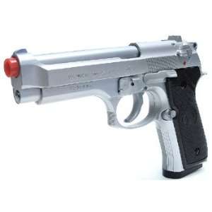  UHC 92 Airsoft Spring Pistol, Silver w/Black Grips   0.240 