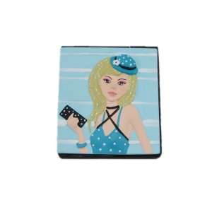  Blue and Black Compact Double Mirror Pretty Girl in Blue 