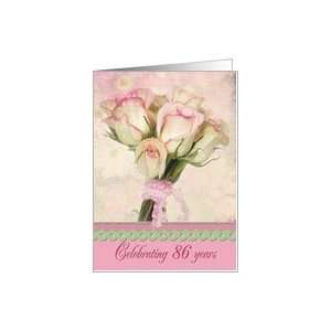  86th birthday rose pink bouquet Card Toys & Games