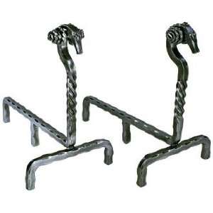   : Set of 2 Rams Head Wrought Iron Fireplace Andirons: Home & Kitchen