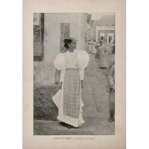  1899 Woman Apron Dress Street Porto Puerto Rico Print 