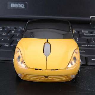 10M Car Shape Yellow USB2.0 Wireless Optical Mouse Mice  