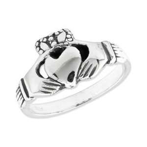  Sterling Silver Antiqued Claddagh Ring (7): Jewelry