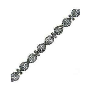  Sterling Silver Marcasite Flower Lace Bracelet: Jewelry