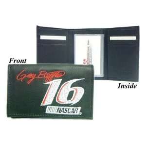  Greg Biffle Embroidered Leather Tri Fold Wallet: Sports 