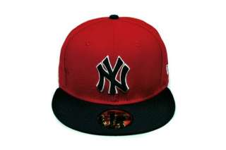   59FIFTY 5950 MLB BASEBALL CAP NEW YORK YANKEES RED BLACK TROWNBACK HAT