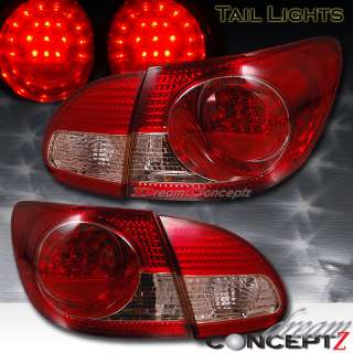 2003 2008 TOYOTA COROLLA LED TAILLIGHTS RED CLEAR 04 05  