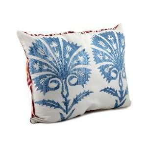  Hand Embroidered Suzani Cushion Cover with Blue Carnation 