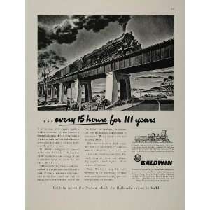  1942 Ad WWII Baldwin Locomotive Works Train Trestle Bridge 