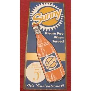  Sunny Soda Pop Metal Reproduction Sign: Home & Kitchen