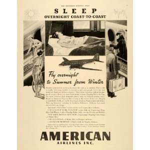 1945 Ad American Airlines Inc. Sleep Coast Commercial 