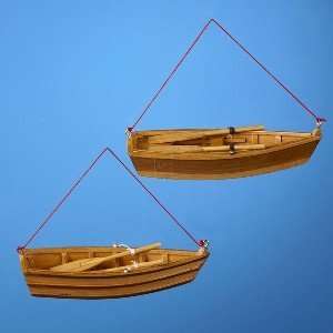  WOODEN ROW BOAT ORNAMENT